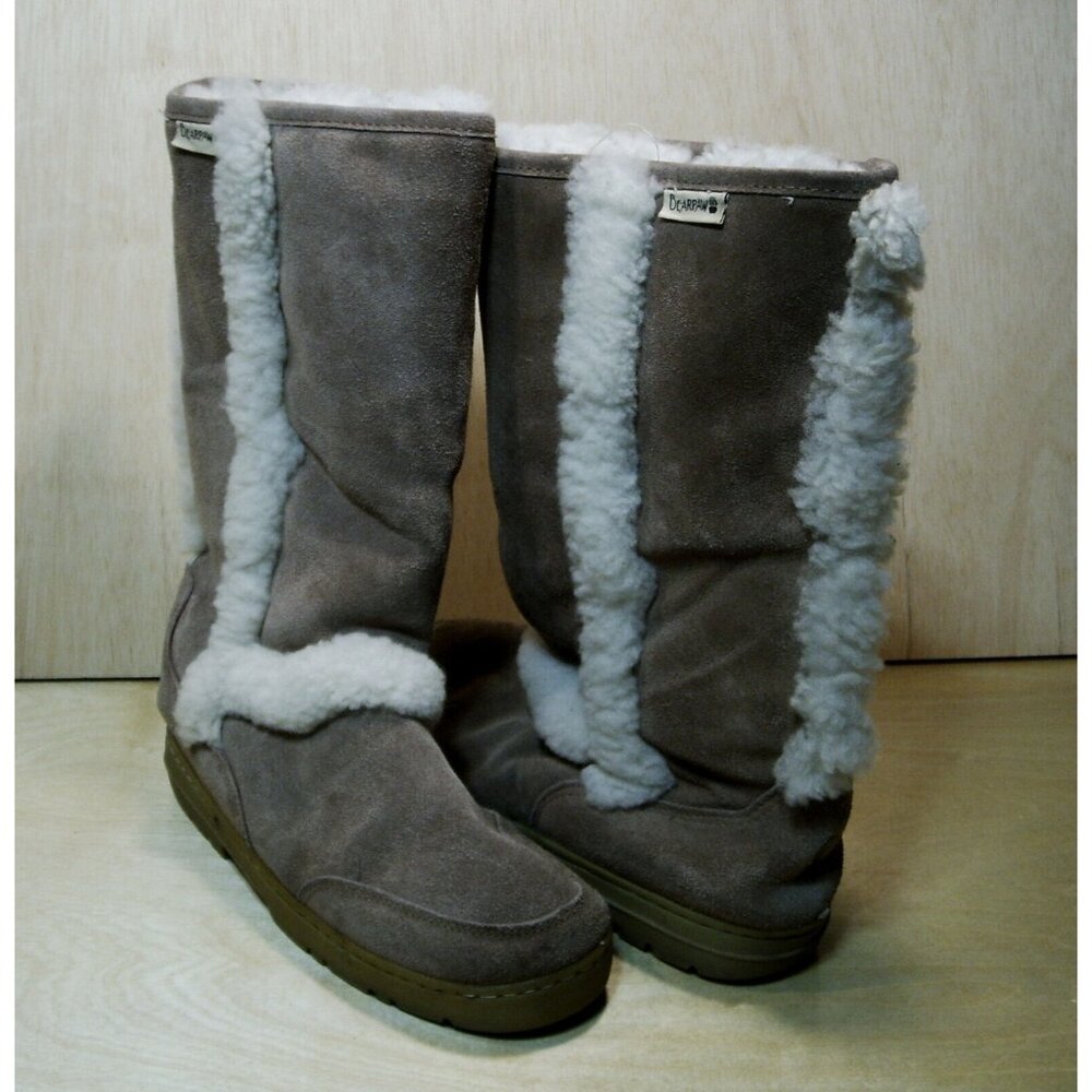 Bearpaw Kendall Hickory Women's Fuzzy Suede Tall Boots Sheepskin Size 9